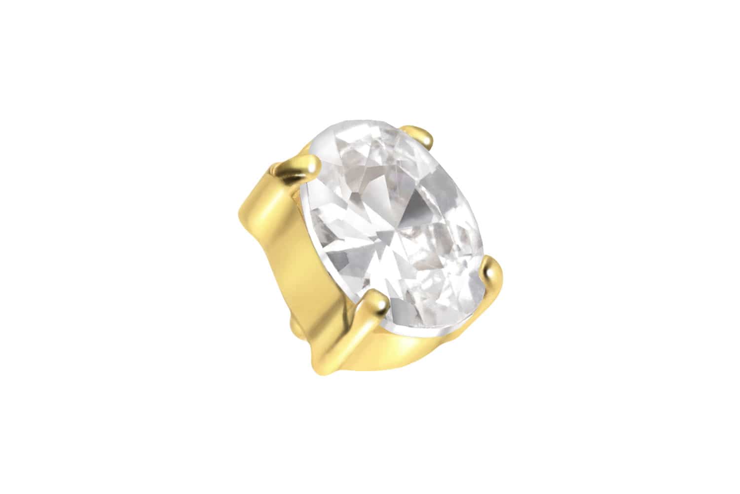 Titan Schraubaufsatz mit Außengewinde EINGEFASSTES KRISTALLOVAL von Piercingline